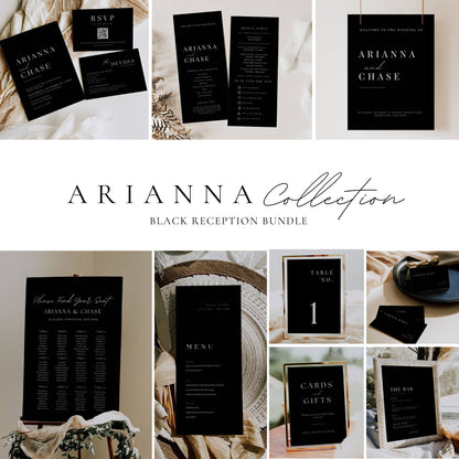 Large Black Wedding Stationery & Reception Bundle -Arianna