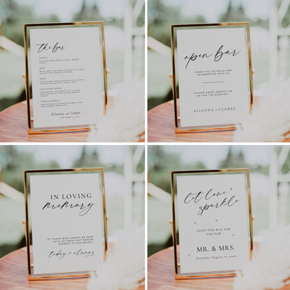 Luxury Wedding Reception Sign Bundle -Elianna