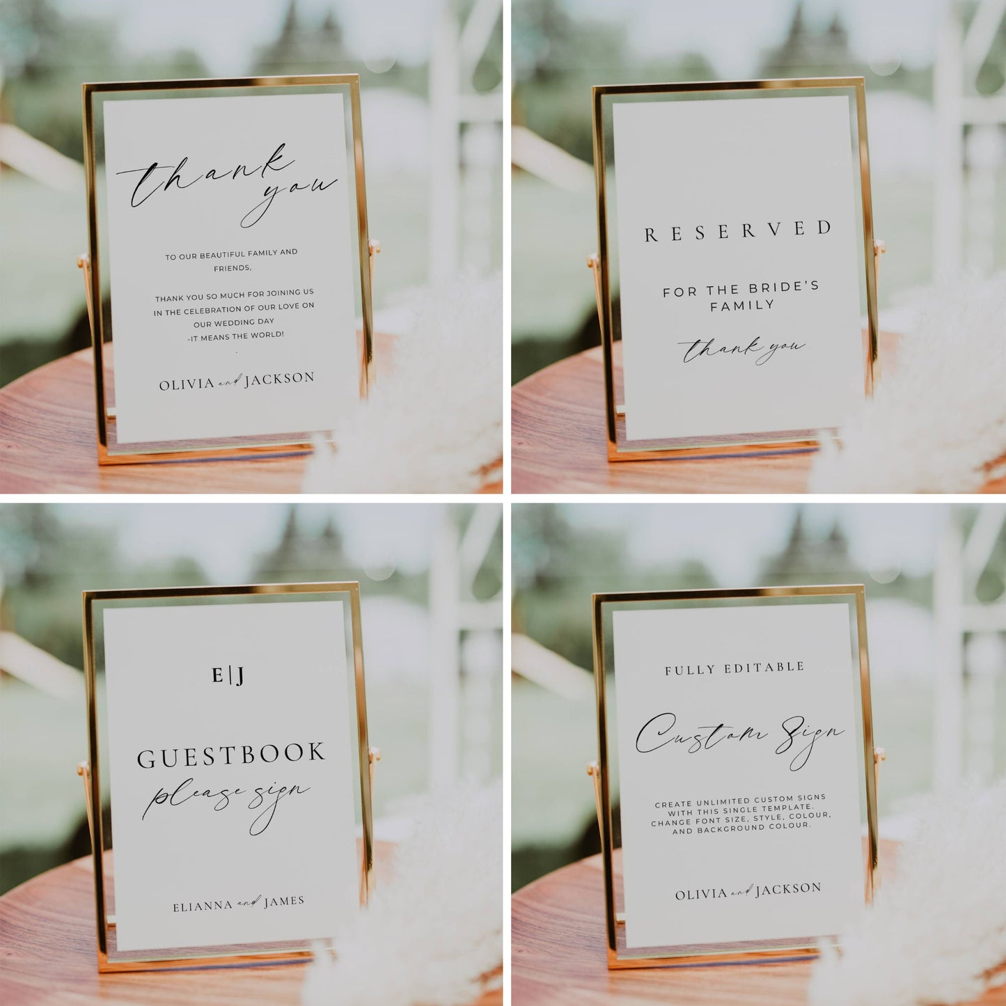 Luxury Wedding Reception Sign Bundle -Elianna