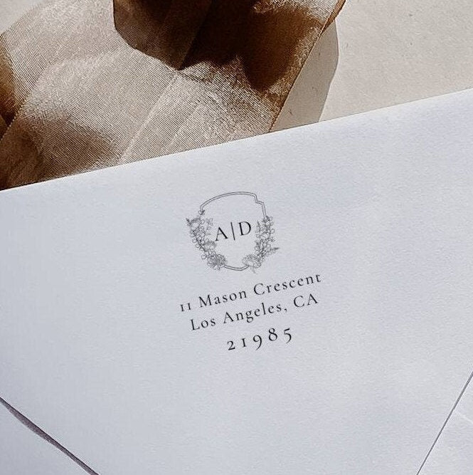 Luxury Monogram Envelope Address Label -Ava