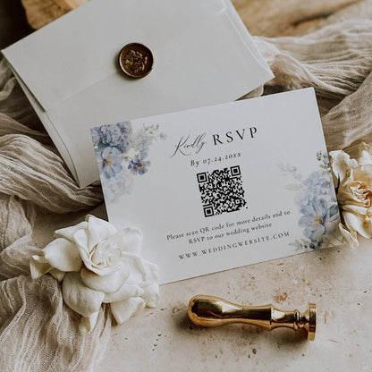 Blue Floral Wedding Invitation Suite Template