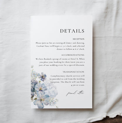 Blue Floral Wedding Invitation Suite Template