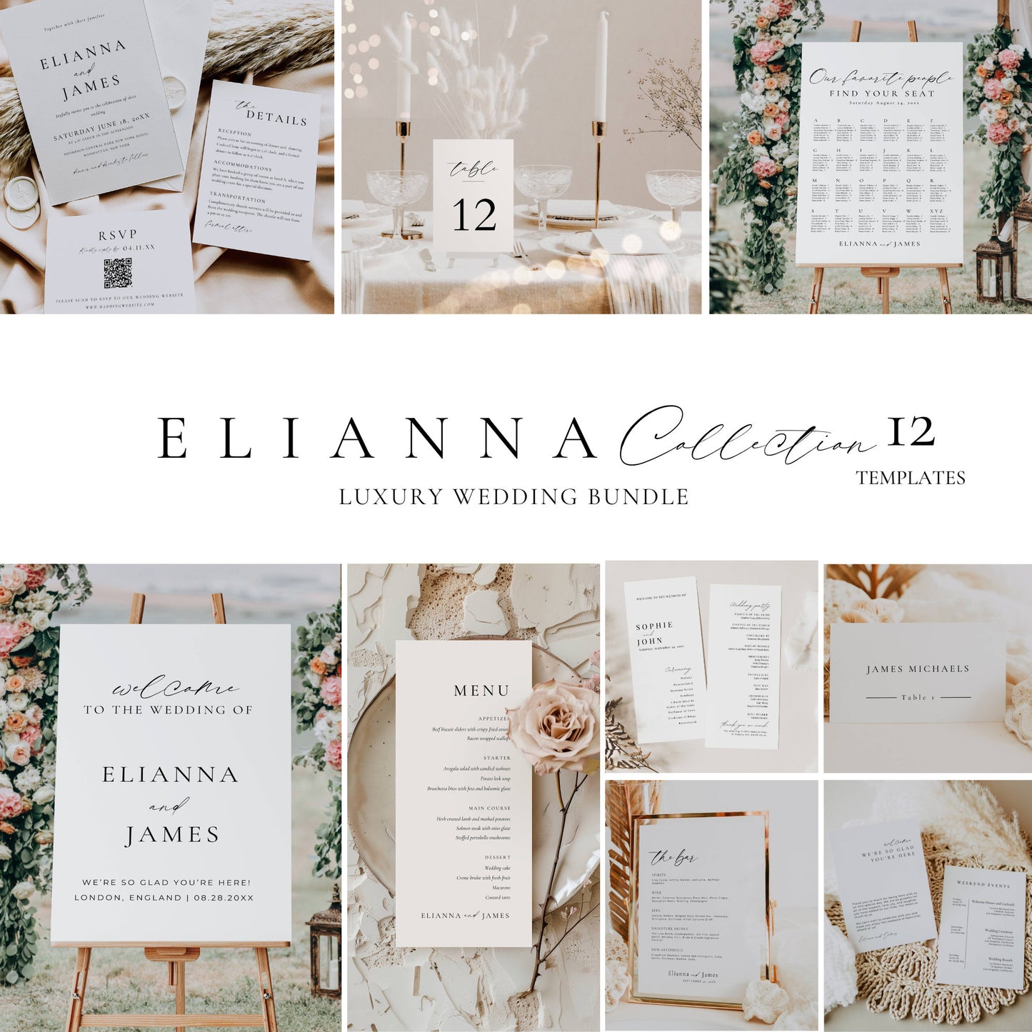 Large Luxury Wedding Stationery & Reception Bundle -Elianna