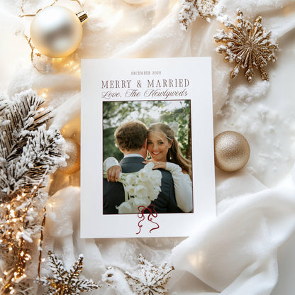 Heidi burgundy first Christmas married card template, view 7