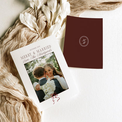 Heidi Merry and Married newlywed Christmas card template, view 2