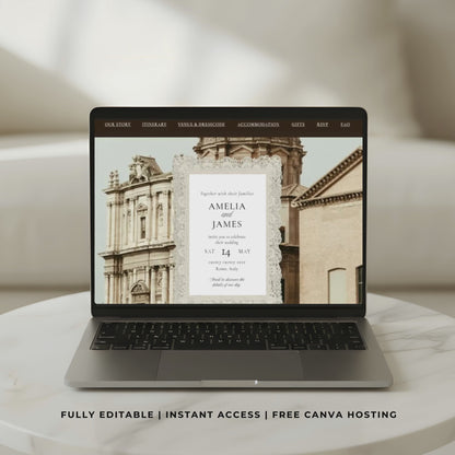 Wedding Website Template Canva | Elegant Italy Destination Theme - Amelia