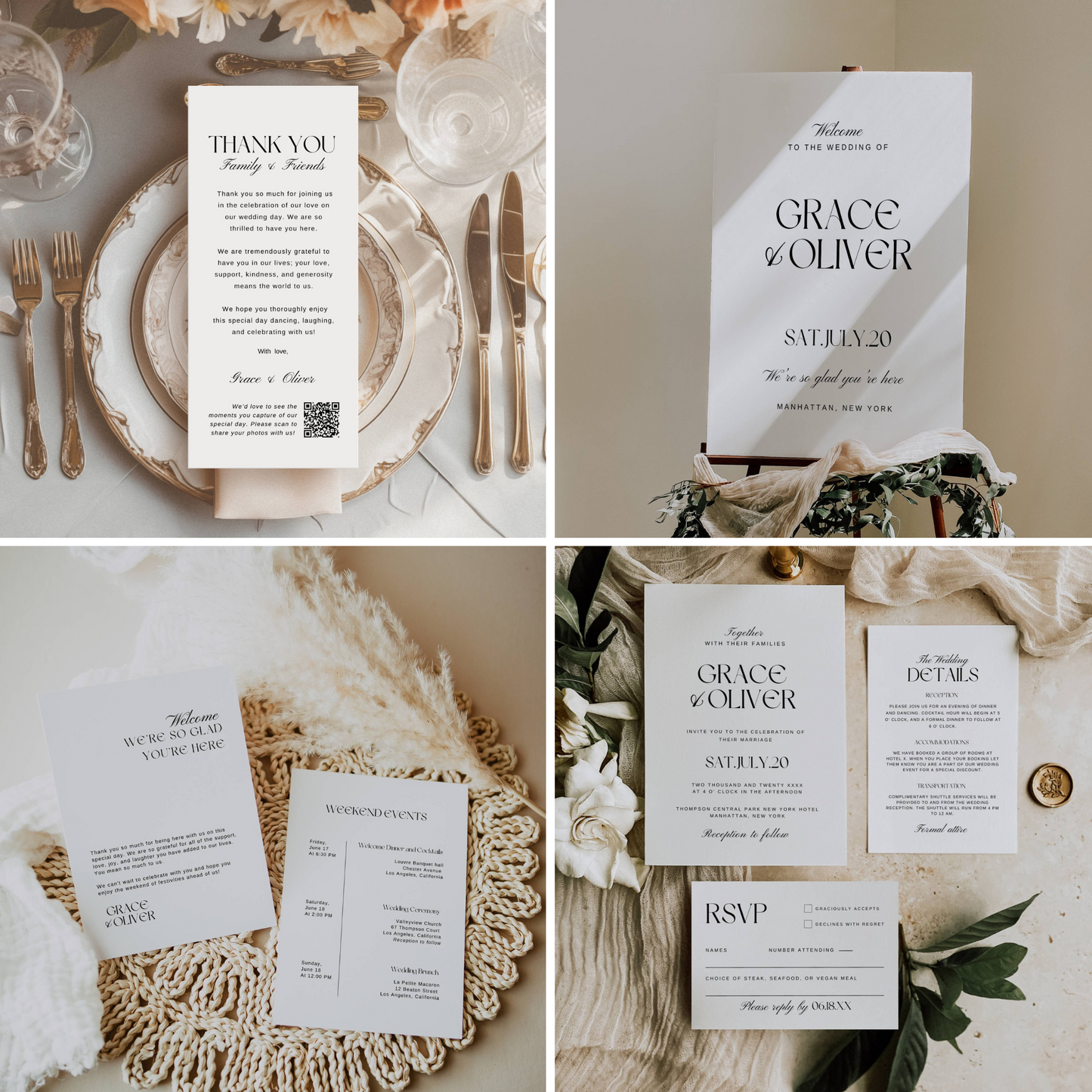 Large Modern Wedding Stationery & Reception Bundle - Grace