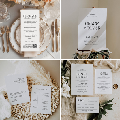 Large Modern Wedding Stationery & Reception Bundle - Grace